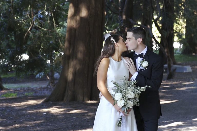 UBC Rose Garden Wedding - Vanessa & Graham Kiss