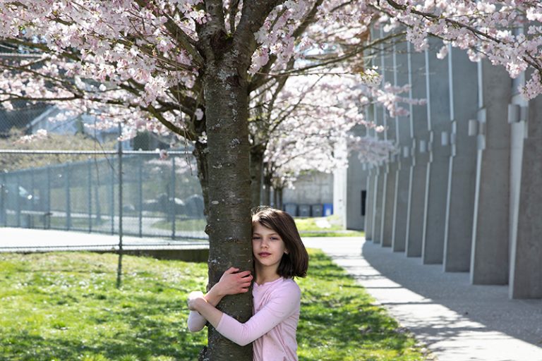 Cherry Blossom Portraits - Trout Lake - hug a tree