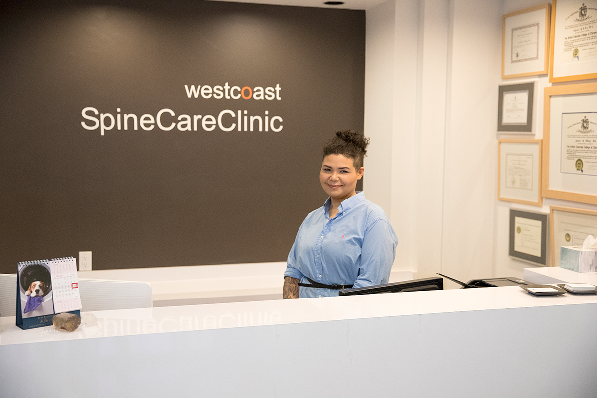 westcoast spinecare clinic - larissa at front desk